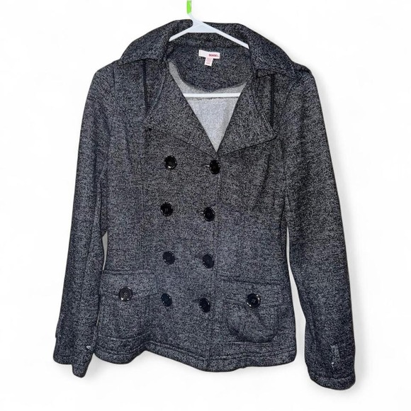 Vintage Y2K Bongo Gray Peacoat Jacket Women's Small Hoodie Preppy Grunge Emo - Picture 1 of 6